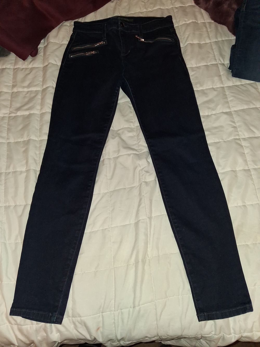Joe's Jeans Women's Dark Blue Skinny Jeans with Front Zip Details